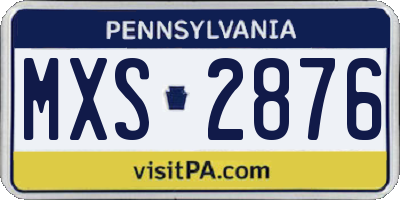 PA license plate MXS2876