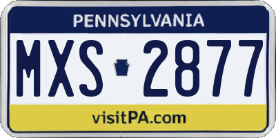 PA license plate MXS2877