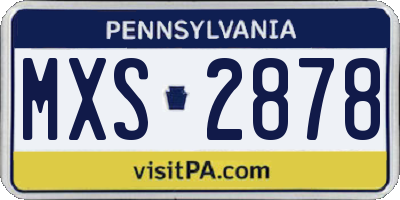 PA license plate MXS2878