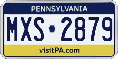 PA license plate MXS2879