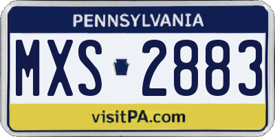 PA license plate MXS2883