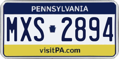 PA license plate MXS2894
