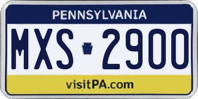 PA license plate MXS2900