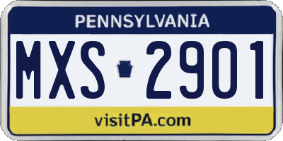 PA license plate MXS2901