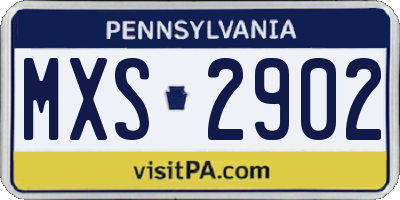 PA license plate MXS2902