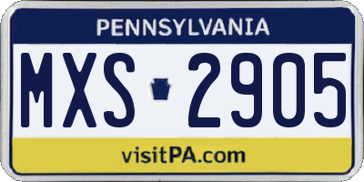 PA license plate MXS2905