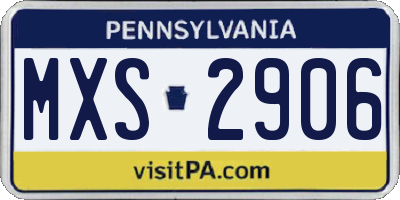 PA license plate MXS2906