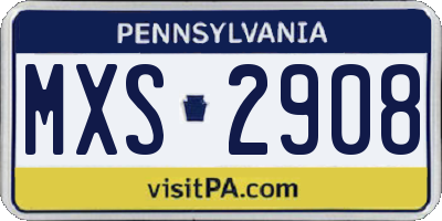 PA license plate MXS2908
