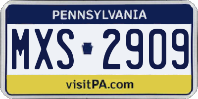 PA license plate MXS2909