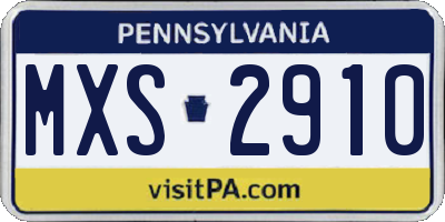 PA license plate MXS2910