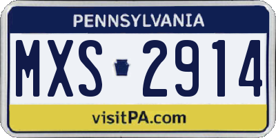 PA license plate MXS2914