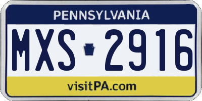 PA license plate MXS2916