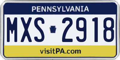 PA license plate MXS2918