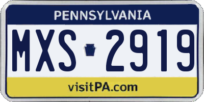 PA license plate MXS2919