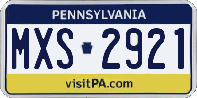 PA license plate MXS2921