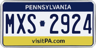 PA license plate MXS2924