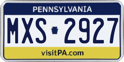 PA license plate MXS2927