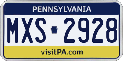 PA license plate MXS2928