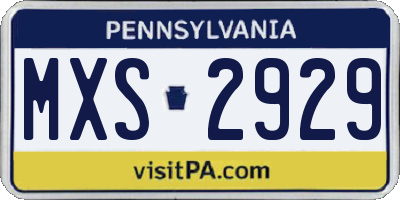 PA license plate MXS2929