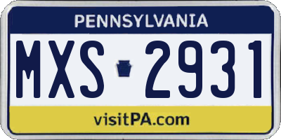 PA license plate MXS2931