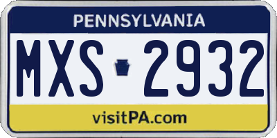 PA license plate MXS2932