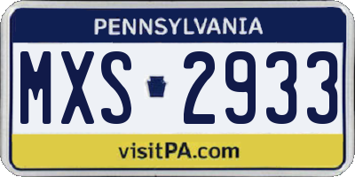 PA license plate MXS2933