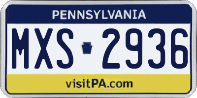 PA license plate MXS2936