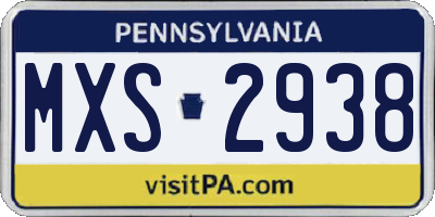 PA license plate MXS2938
