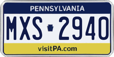 PA license plate MXS2940