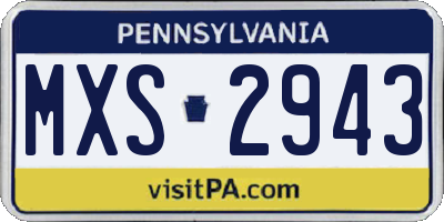 PA license plate MXS2943