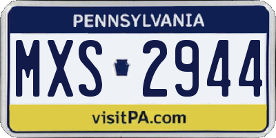 PA license plate MXS2944