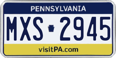PA license plate MXS2945