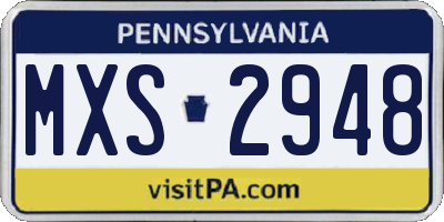 PA license plate MXS2948