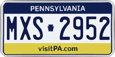 PA license plate MXS2952