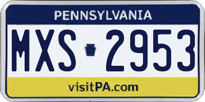 PA license plate MXS2953