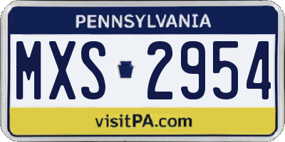 PA license plate MXS2954