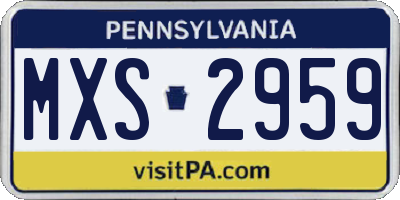 PA license plate MXS2959