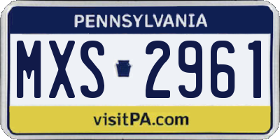 PA license plate MXS2961