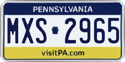 PA license plate MXS2965