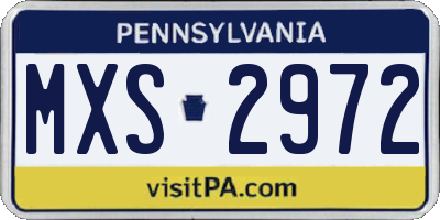 PA license plate MXS2972