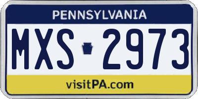 PA license plate MXS2973