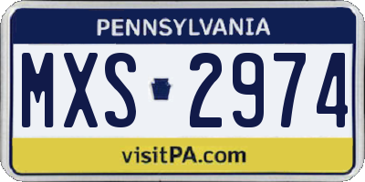 PA license plate MXS2974