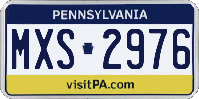 PA license plate MXS2976