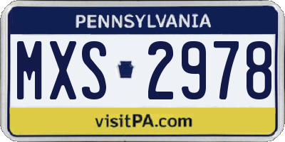 PA license plate MXS2978