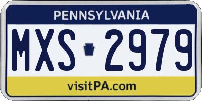 PA license plate MXS2979