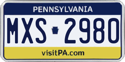 PA license plate MXS2980