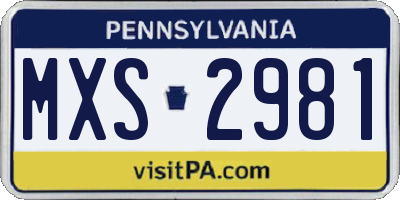 PA license plate MXS2981
