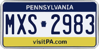 PA license plate MXS2983