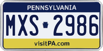 PA license plate MXS2986