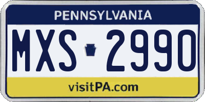 PA license plate MXS2990